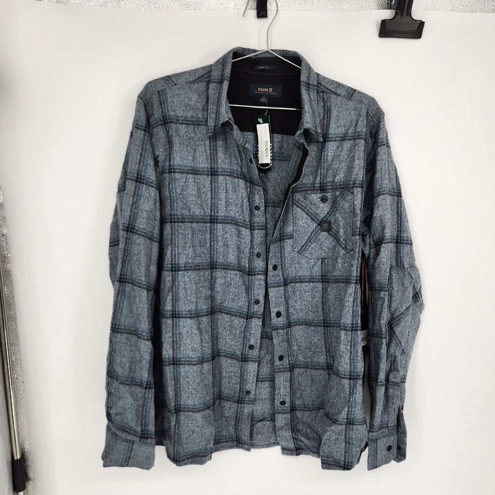 Roark Men's Navy Blue Medium Nordsman Light Flannel Shirt NWT